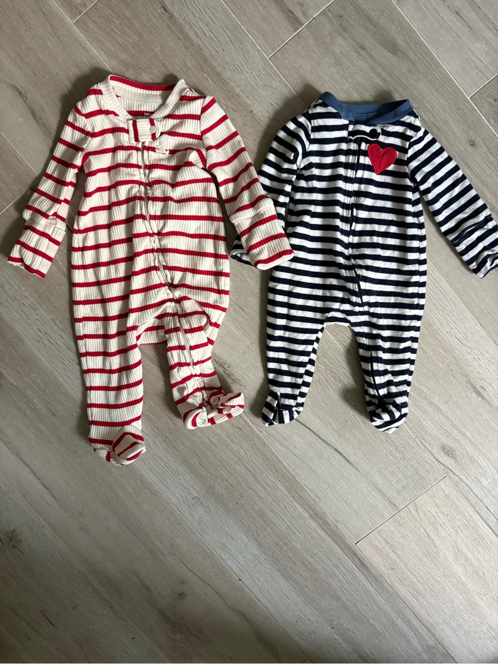 GAP Red & Navy Striped Baby Footie One Pieces (2 Pack)